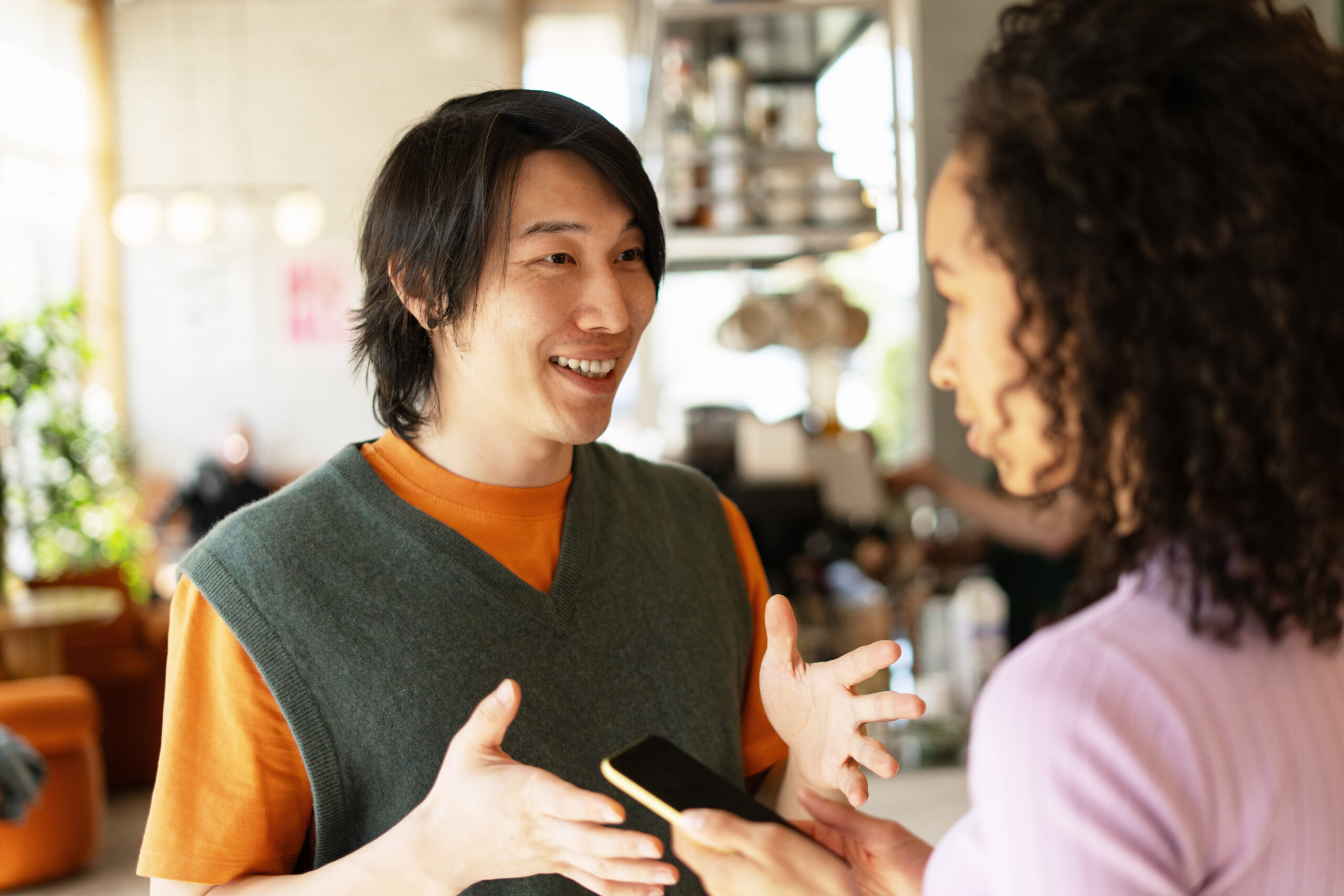 A sales professional talking to a cold lead.